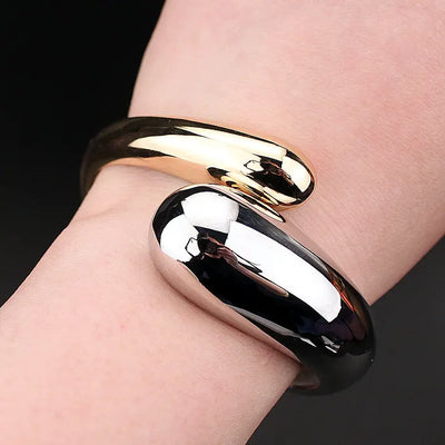 Duality  Gold and SilverCurve Bangle