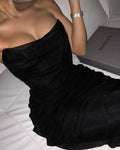 Sexy Black Elegant Mesh Strapless Bandage Women Midi Night Club Party Dresses 2024 Backless Corset Bodycon Summer Dress Vestidos