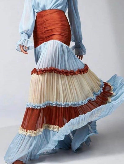 Bohemian Elegance: Tiered Ruffle A-Line Maxi Dress