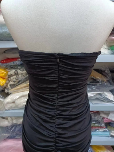 Sexy Black Elegant Mesh Strapless Bandage Women Midi Night Club Party Dresses 2024 Backless Corset Bodycon Summer Dress Vestidos