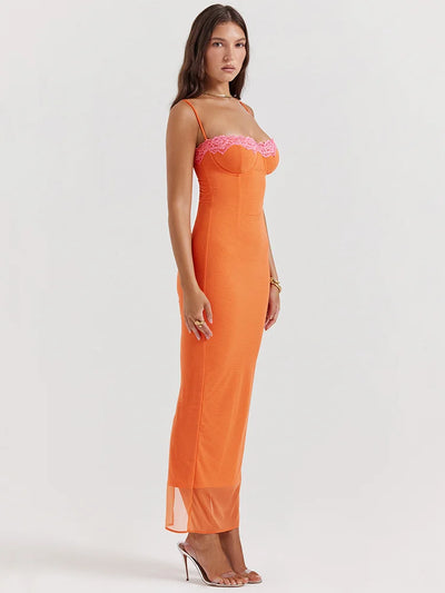 Stunning Lace Spaghetti Strap Maxi Dress