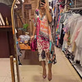 Sexy Deep V-neck Half Sleeve Draped Party Dress Women Fashion Hight Waist Loose Pullover Dress Vintage Leopard Print Long Dress