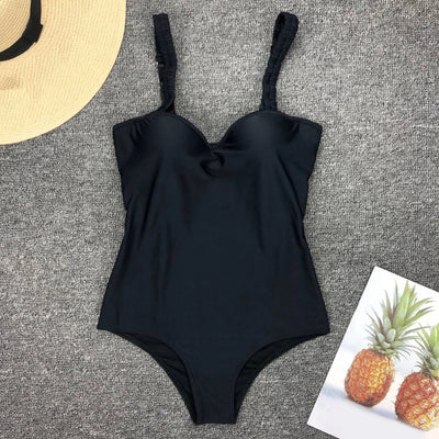 Womens' Beach Swimwear Fashion Sexy Push Up Sexy One-Piece Swimsuit Soild Sleeveless Bathing Suit For Fine Woman Ropa De Mujer