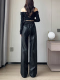 Leather Wide-Leg Pants for Women – High Waisted, Chic & Bold