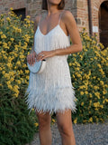 Sequin Feather Club Short Dress