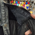 Multi-Color Studded Denim Jacket with Diamond Stones