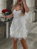Sequin Feather Club Short Dress