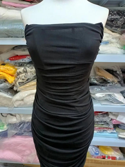 Sexy Black Elegant Mesh Strapless Bandage Women Midi Night Club Party Dresses 2024 Backless Corset Bodycon Summer Dress Vestidos