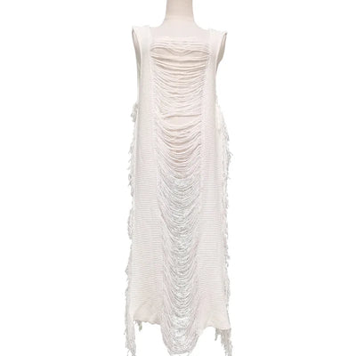 Knitted Cover Up Dress with Side Lace-Up