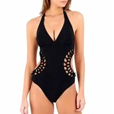 Halter Neck High Waist Backless Sleeveless Bathing Suit