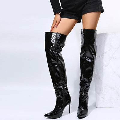 Sexy Mirror Thigh-High Boots