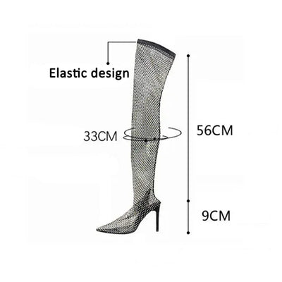 Rhinestone Mesh Boots