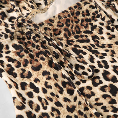 IAMSURE Sexy Slim Leopard Printed Camis Dress With Scarf Elegant Deep V-Neck Sleeveless Maxi Dresses For Women 2024 Summer Lady