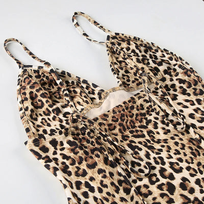 IAMSURE Sexy Slim Leopard Printed Camis Dress With Scarf Elegant Deep V-Neck Sleeveless Maxi Dresses For Women 2024 Summer Lady