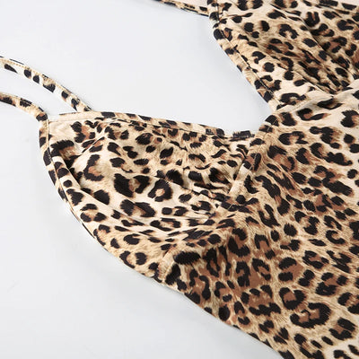 IAMSURE Sexy Slim Leopard Printed Camis Dress With Scarf Elegant Deep V-Neck Sleeveless Maxi Dresses For Women 2024 Summer Lady