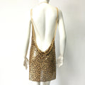 Chic Leopard Print Design Women Mini Dress Sexy Deep V Neck Backless Shiny Rhinestone Chain Halter Neck Dress Nightclub Dresses