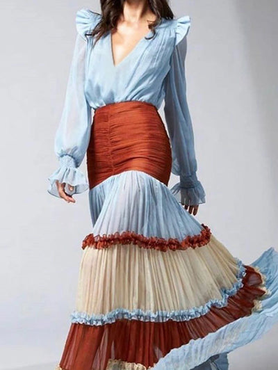 Bohemian Elegance: Tiered Ruffle A-Line Maxi Dress