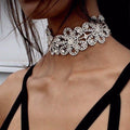 Platinum Floral Crystal Choker