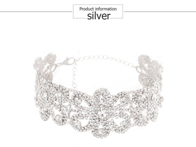 Platinum Floral Crystal Choker