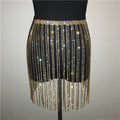 Rhinestone Long Tassel Gold Silver Crystal Jewelry Skirt