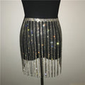 Rhinestone Long Tassel Gold Silver Crystal Jewelry Skirt