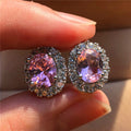 Diana Oval Zircon Clip Earrings