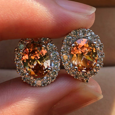 Diana Oval Zircon Clip Earrings