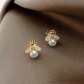 Exquisite Honey Bee Pearl Earrings