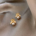 Exquisite Honey Bee Pearl Earrings