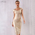 Gold Moment Bandage Dress in Gold