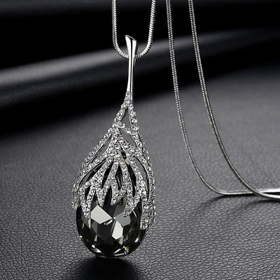 Crystal Dropper Long Pendant