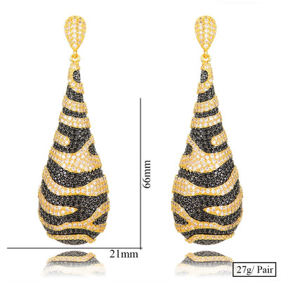 Zebra Pattern Cubic Zircon Earrings