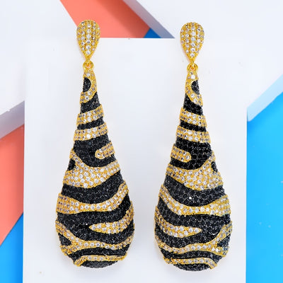 Zebra Pattern Cubic Zircon Earrings