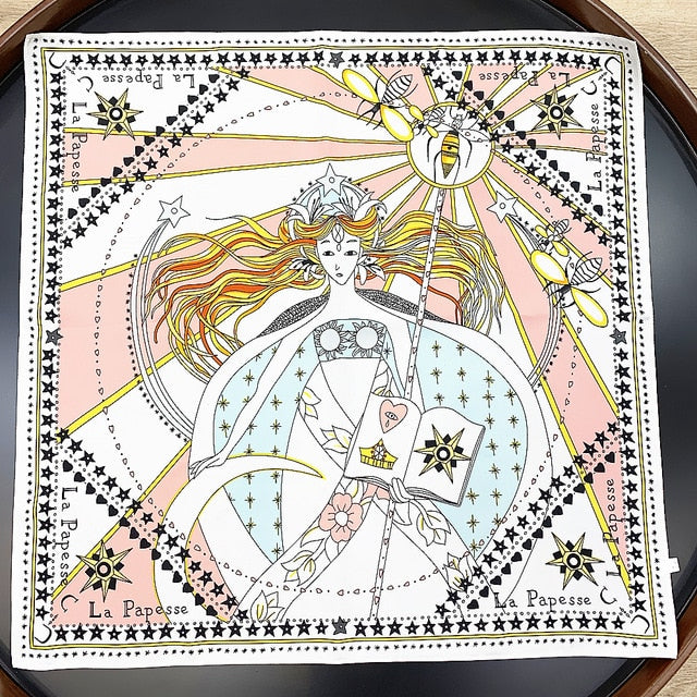 The High Priestess - Tarot Twill Small Square Bow Scarf