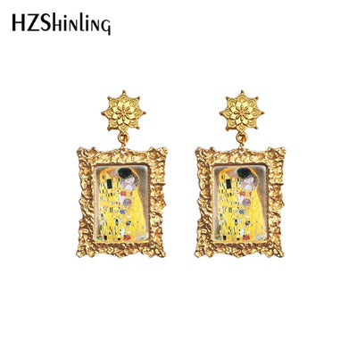 Gustav Klimt Kiss Painting - Drop Earrings Variants