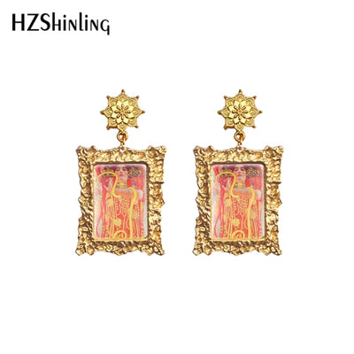 Gustav Klimt Kiss Painting - Drop Earrings Variants