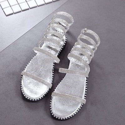 Floral Rhinestory Wrap Sandal