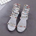 Floral Rhinestory Wrap Sandal