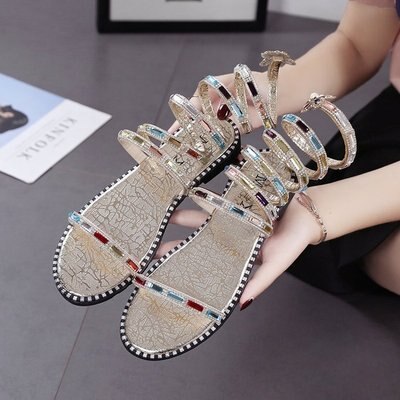 Floral Rhinestory Wrap Sandal