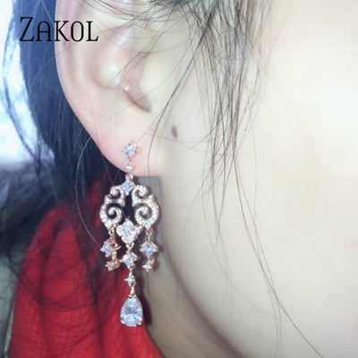 Exquisite Cubic Zircon Chandelier Earring