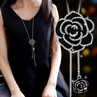 Rose Crystal Long Pendant