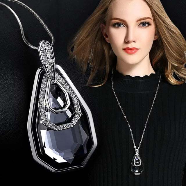 Art Deco Crystal Long Pendant