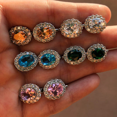 Diana Oval Zircon Clip Earrings