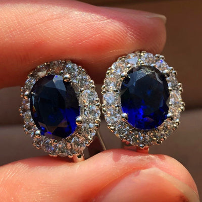 Diana Oval Zircon Clip Earrings